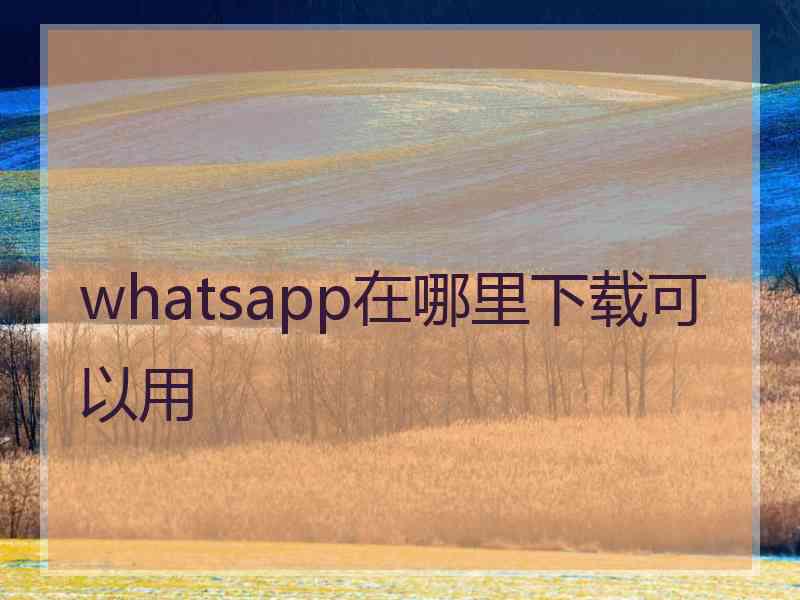 whatsapp在哪里下载可以用