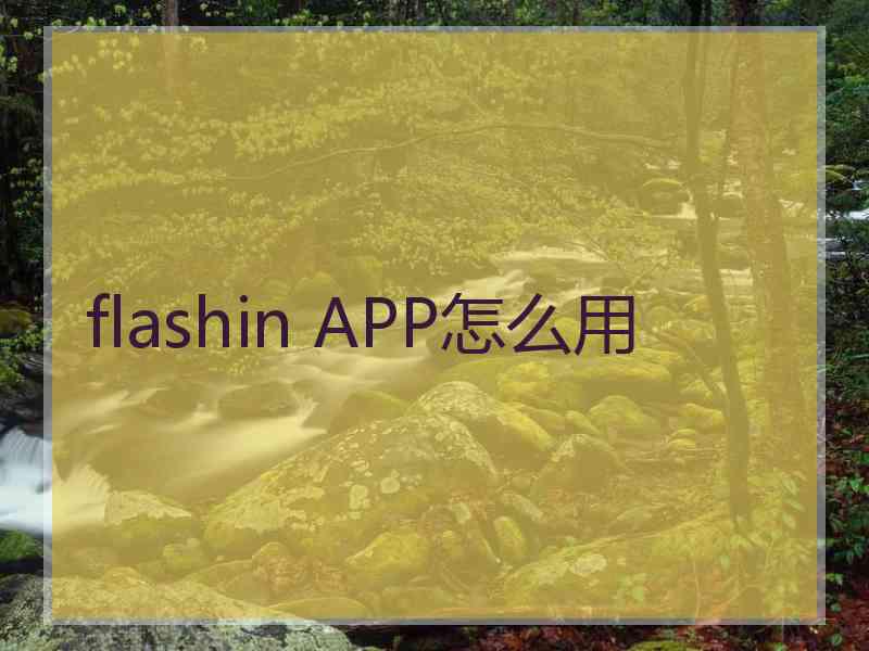 flashin APP怎么用